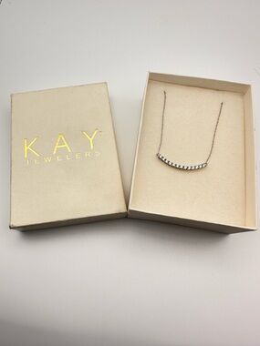 Kay Jewelers Silver Bar Necklace with Clear Stones